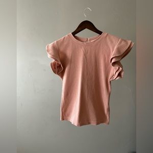 Anthro Deletta XS Ruffle sleeve ribbed shirt gently used